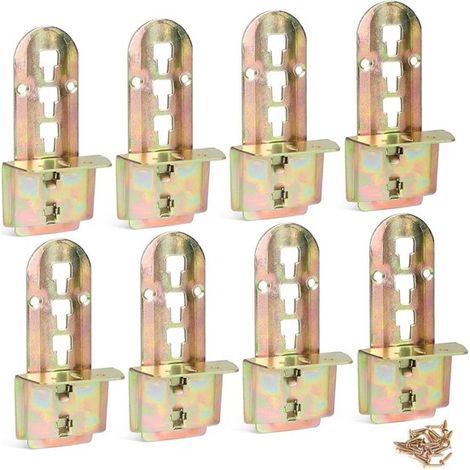 Conectores para cama - Juego de 8 piezas para base de listones - Soporte metálico ajustable con cierres (1/5)