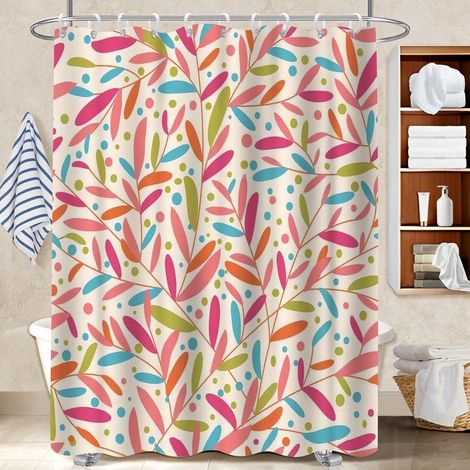 Ensemble rideau de douche polyester avec anneaux 180x180 stylé voile de douche pour votre chalet à la montagne (1/5)