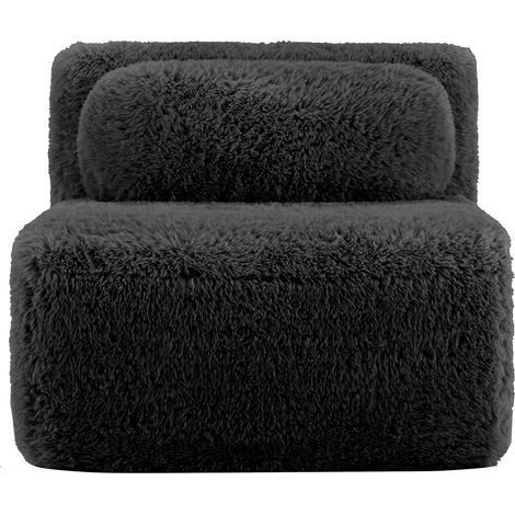 Canapé Aviana sans accoudoirs (avec coussins), tissu peluche noir, un meuble de haute qualité, au design élégant et moderne (1/5)