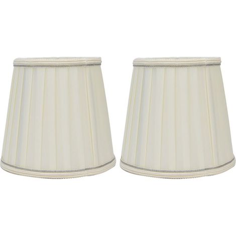 Abat-jour en tissu Beige Bord argenté Artisanat Style européen Abat-jour simple pour lampe à vis E14 (1/5)
