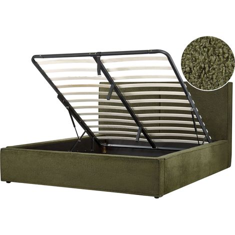 Ottoman Bed Boucle MOISSAC 160 x 200 cm (EU King Size) Dark Green (1/5)