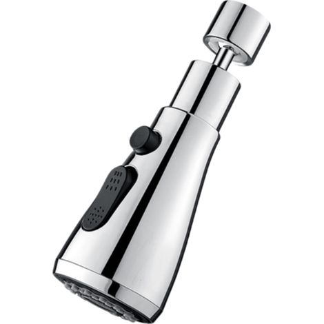 Robinet de cuisine avec bec rotatif à 360° pour évier, pression d'eau accrue, construction en cuivre et ABS, couleur argent. (1/5)