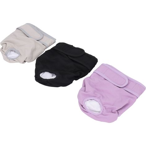Lot de 3 culottes hygiéniques respirantes pour chiennes, ajustables et lavables et réutilisables. Sous-vêtements menstruels pour chiennes. (1/5)