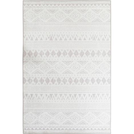 Tapis moderne beige ikat élégant pour salon cosy - Beige clair ikat ethnique (1/4)