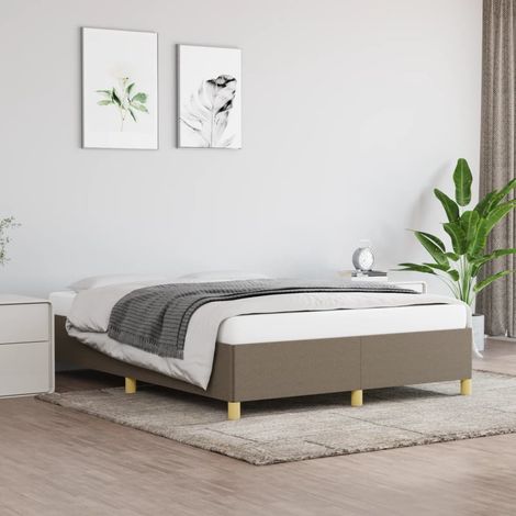 Bettgestell ohne Matratze Taupe 140x190 cm Stoff vidaXL (1/5)
