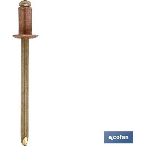 Pack 1000 remaches de cobre-bronce 4 x 10 mm para conexión eléctrica