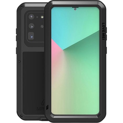 Love Mei Hülle für Samsung Galaxy S20 Ultra, mit Glas geschützt, Schwarz (1/5)