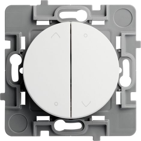 Interrupteur Volet Roulant Commande à Trois Boutons Norme EN60669 ABS + Support Métal Installation Encastrée Blanc 48 x 48 x 39 mm (1/2)