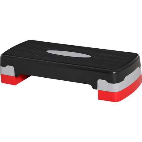 HOMCOM Step per Aerobica con Altezza Regolabile 10-15cm 68x29cm Nero e Rosso