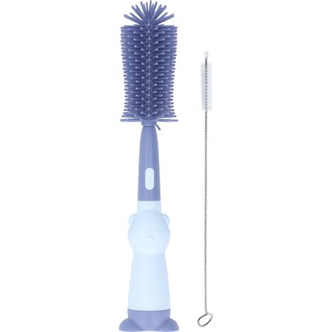 Lot bleu - Brosse biberon silicone 3 en 1, nettoyant tétine et biberon, sans BPA, set de 3 pièces (1/5)