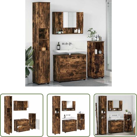 Badezimmerregale - Badezimmermöbel-Set mit Schubladen 4 pcs Geräucherte Eiche (1/5)