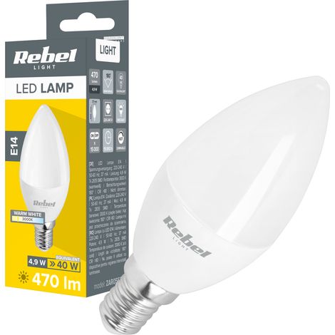 Ampoule LED 5W bougie 3000K 230V Rebel (1/3)
