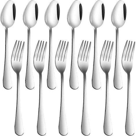 Ensemble de 12 fourchettes (20 cm) et cuillères (18 cm) en acier inoxydable (1/4)