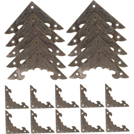 100 pièces Protections d'angle rétro en métal pour boîtes et meubles (1/5)