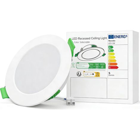 Spot LED Encastrable Dimmable 6pcs, 5W Spot LED Encastrable 3 Températures 2700K/4000K/6000K, Spot Extra Plat 24mm, Spot Salle de Bain IP44, Trou 68–75mm, Spots de Plafond LED 230V pour Cuisine Salon