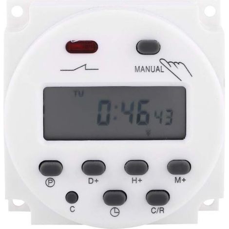 Minuterie numérique LCD Commutateur de temps de micro-ordinateur programmable hebdomadaire Minuterie de relais 17on17off (24V) (1/5)