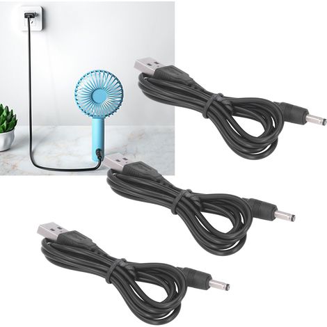 Câble d'alimentation USB 3.5x1.35mm 5V pour ventilateur, enceinte, téléphone - Lot de 3 (1/5)