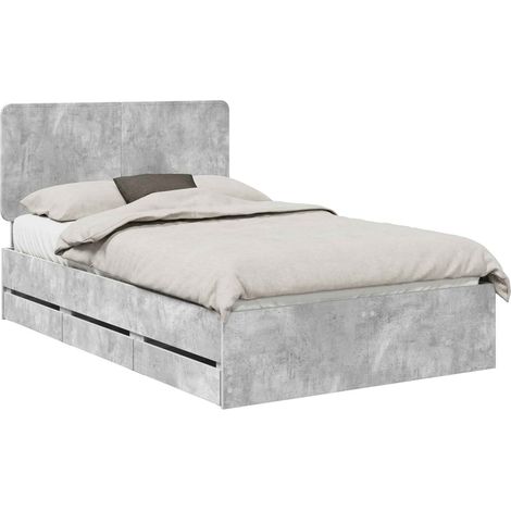 Maison Exclusive - Bettrahmen mit Kopfteil Beton Grau 135 x 190 c (1/5)