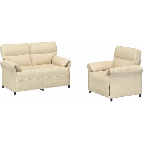 Sofa Set 2 stk. Creme Stoff vidaXL (1/5)