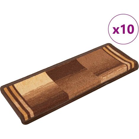 Alfombrillas de escalera autoadhesivas 10 uds marrón 65x21x4 cm