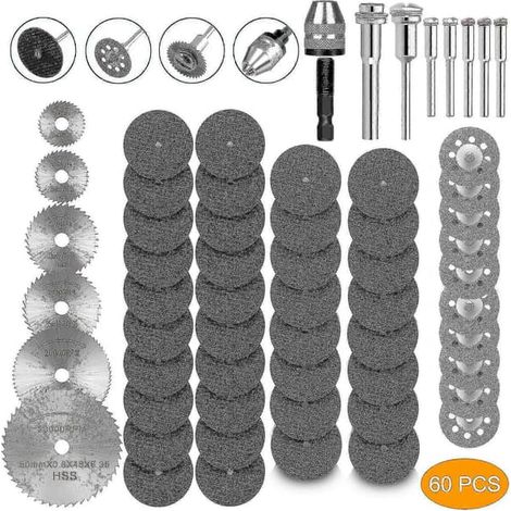 LYERCW - 60 disques de coupe diamantés pour outils rotatifs Dremel, meuleuses, disques de coupe pour métaux (1/4)