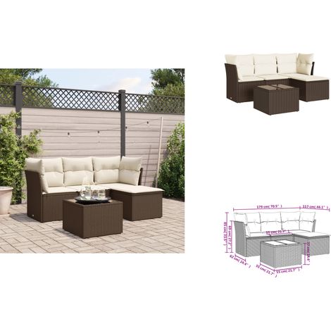5-tlg. Garten-Sofagarnitur mit Kissen Braun Poly Rattan - Garten Sofagarnitur - Garten Sofagarnituren - Outdoor Sofagarnitur - Sofagarnitur Terrasse (1/3)