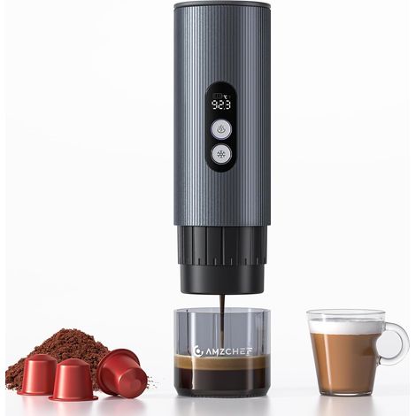Machine à expresso portable avec batterie 20 bars - Machine à café mobile avec USB-C et affichage numérique - Compatible avec capsules et poudre de café - Machine à café à emporter pour voyage (1/5)