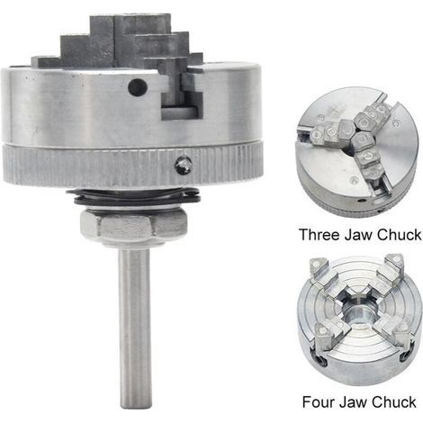 Mandrin 4 Mors Renforcé pour Tour à Bois/MétauxAlliage Zinc RésistantSerrage Auto-Centrant Stable