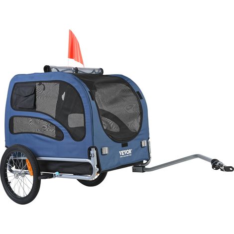 Remorque de Vélo Chien Pliable Charge 45 kg Porte Animaux de Compagnie de Vélo Cadre Facile à Plier avec Roues à Dégagement Rapide, Coupleur de Vélo Universel,Réflecteurs, Drapeau,Bleu/Noir (1/5)