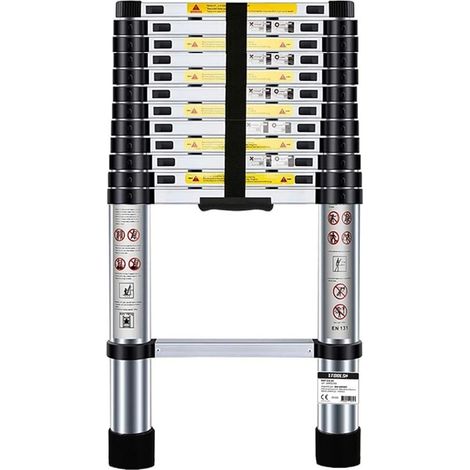 Échelle Télescopique BM TOOLS  3,8M en acier inoxydable, Charge 150kg Pliable Extensible Unique Droite Multi-fonction, Bricolage (1/5)