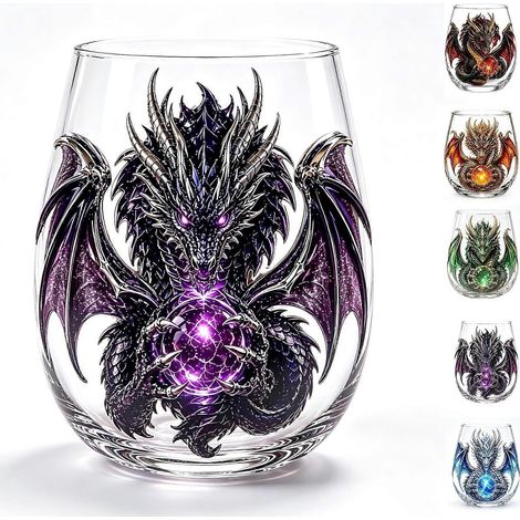 Verre à whisky en verre orné d'un dragon mythique verre sculpté en forme de dragon pour la décoration de bar - Cadeau (1/5)
