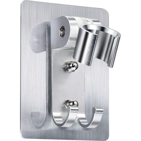 Support de Pomme de Douche Adhésif Fort Pommeau de Douche Support de Montage Mural Ajustable Porte-Baguette de Douche avec 2 Crochets de Cintre pas Besoin de Perceuse - (1/5)