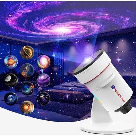 Projecteur Galaxie amélioré 2025 - Planétarium étoilé pour plafond de chambre, veilleuse ciel étoilé, nébuleuse rotative 360° avec réglage et minuterie (1/5)