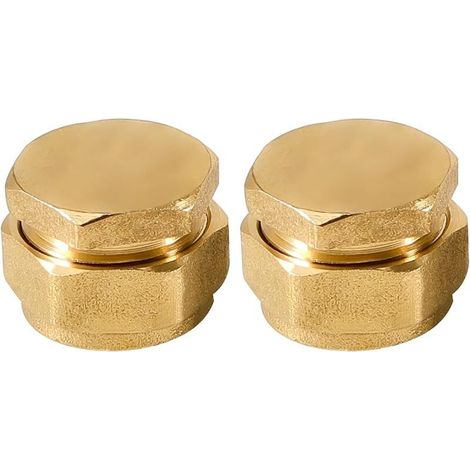 Lot de 2 bouchons de raccord à vis, 16 mm x 2 mm, pour tube composite en aluminium, raccord à vis, bague de serrage en laiton, pour tube composite multicouche, tuyau composite en aluminium, chauffage