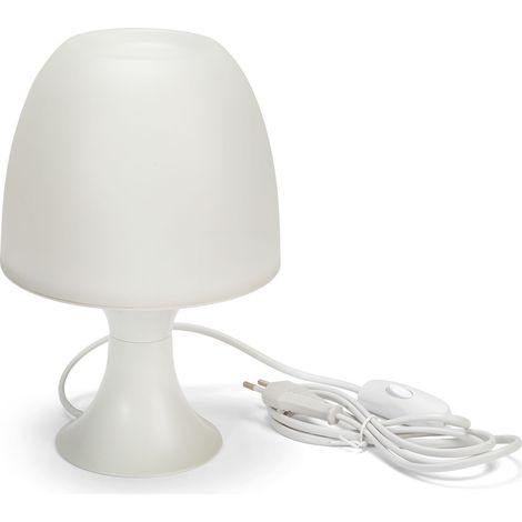 VELAMP Mushroom - Lampada da tavolo – Design moderno ed elegante – Lampada E14 – Struttura in plastica colore bianco (1/5)