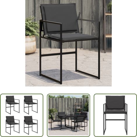 Gartenmöbel -  Gartenstühle mit Kissen 4 Stk. Schwarz Stahl und Textilene (1/5)