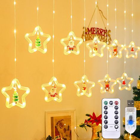 Christmas Window Lights, Star Shape, LED String Lights, Christmas Decoration, Indoor Christmas Curtain Lights, 120 LEDs, 8 Lighting Modes, for Indoor and Outdoor Use, Bedroom, Window, Wedding, Christm (1/5)