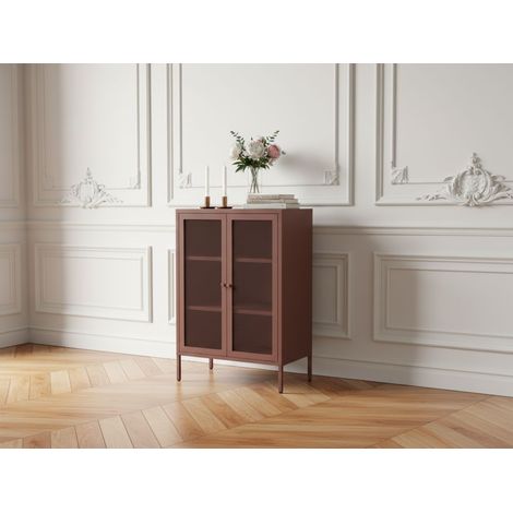 BOBOCHIC - Buffet haut 2 portes 70 cm CLARA métal édition limitée   Bordeaux