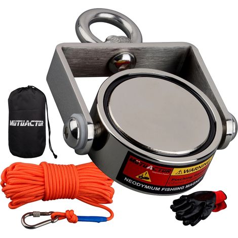 Aimant de pêche en néodyme, force de traction de 1200LB, corde durable, 600LBS Rotatable, Force de traction verticale (1/2)