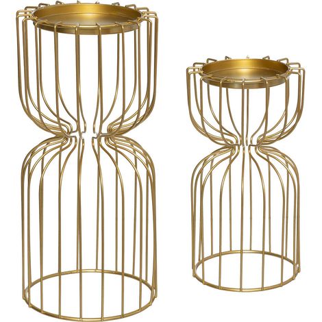 Teelichthalter golden aus Metall, 2er-Set (1/3)