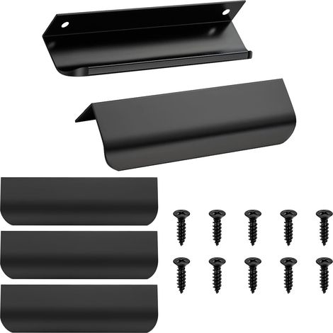 Lot de 5 poignées de meuble cachées - 150 mm - Poignées de porte - Poignées d'armoire cachées - Poignées de cuisine - Poignées de tiroir avec vis (1/5)