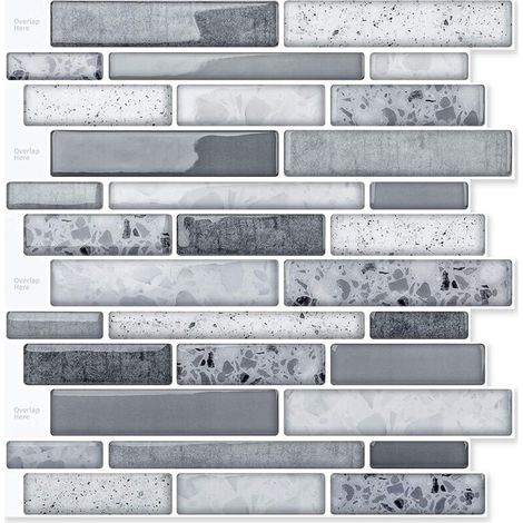 Carrelage adhésif mural vinyle 30x30cm – Lot de 10 pièces – Résistant à l'humidité – Design marbre pour cuisine et salle de bain (1/5)