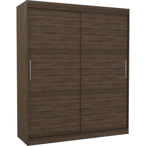 Armoire de chambre à coucher marron 2 portes coulissantes Kelly 180cm (1/5)