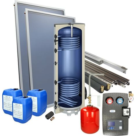 Set solaire 2plus toit plat ballon solaire 200l, 2 capteurs: 4,12 m²