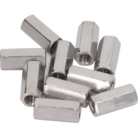 Lot de 10 écrous de raccordement hexagonaux en acier inoxydable 304 pour boulons, goujons et vis (1/5)