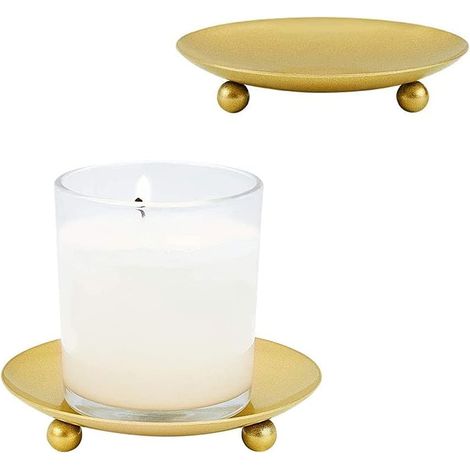 Lot de deux bougeoirs en fer doré design géométrique pour décoration de table romantique accessoire pour dîner et ambiance chaleureuse (1/5)
