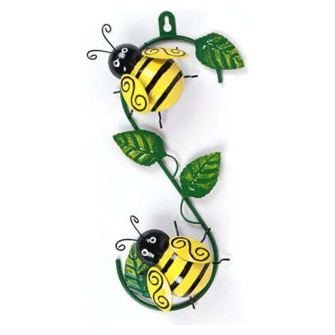 Pair Lntyq Métal Abeille Décoration Murale Clôture Jardin Suspendue Sculpture Décorative Decoration Jardin Exterieur Animaux Deco Murale Metal Jardin Art Décorations Suspendues