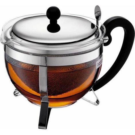Bodum Teekanne 1,3 L Grau aus Glas und Edelstahl