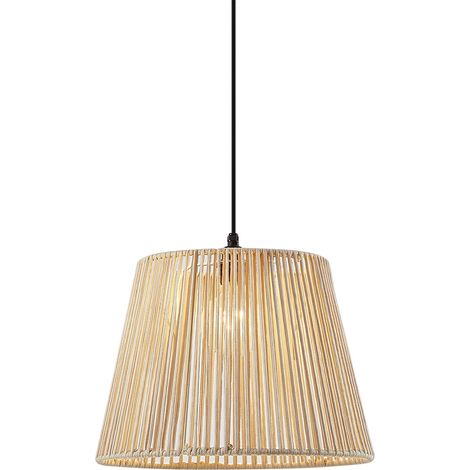 Outdoor Pendant Light Black with Beige Rope Shade IP44 - Cava Jayla