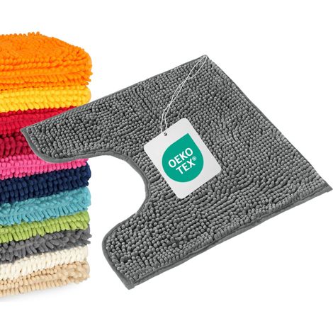 WOHNDIRECT Alfombra de baño, con recorte para el inodoro PARIS - 1 unidad 45x45 cm, gris
